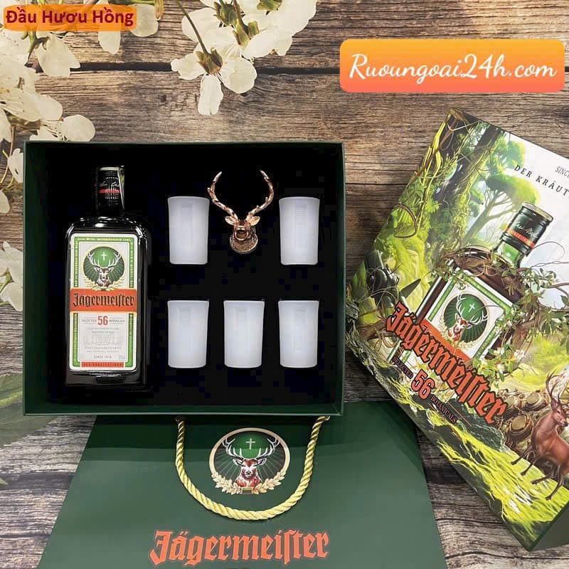 Rượu Jagermeister hộp quà đầu Hưu hồng