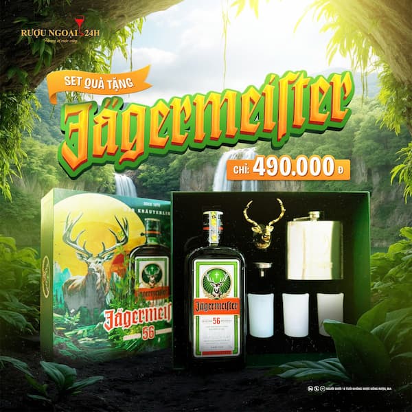 Rượu Jagermeister hộp quà đầu Hưu vàng
