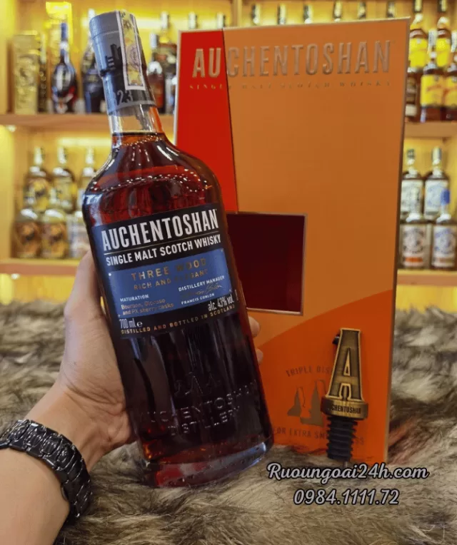 Rượu Auchentoshan Three Wood Hộp Quà 2024